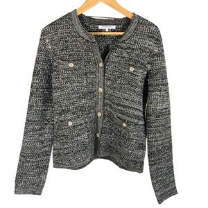 Gerard Darel Cardigan Women Size 2 Grey Excellent Wool Blend Gold Crest Buttons